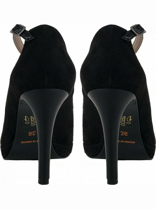 Suede Pointed Toe Stiletto Black High Heels
