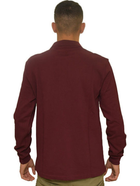 Paco & Co Bluza Bărbătească cu Mânecă Lungă Polo Burgundia