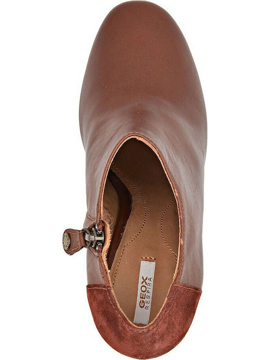 Audalies Leather Women's Ankle Boots Tabac Brown