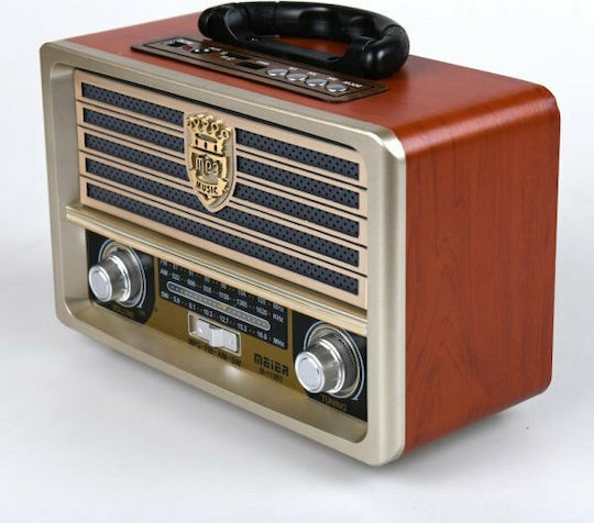 Meier M113BT Retro Tabletop Radio Rechargeable with USB Brown