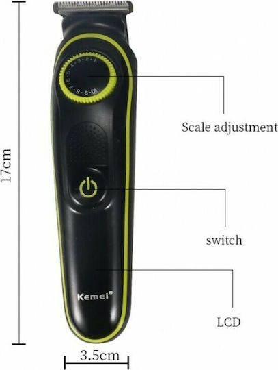 Kemei Σετ Επαναφορτιζόμενης Κουρευτικής Μηχανής Μαύρο KM-696