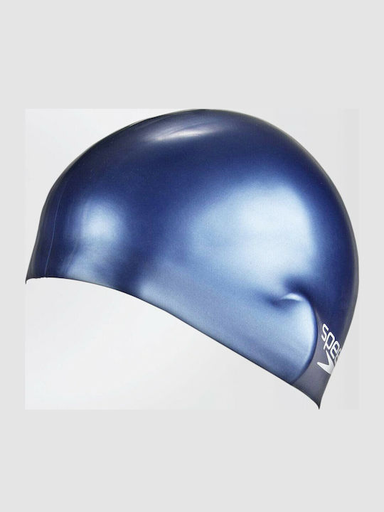 Speedo Plain Flat Silicone Adults Swimming Cap Blue