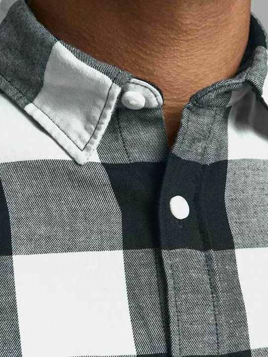 Long-sleeved Cotton Shirt Checked Whisper White
