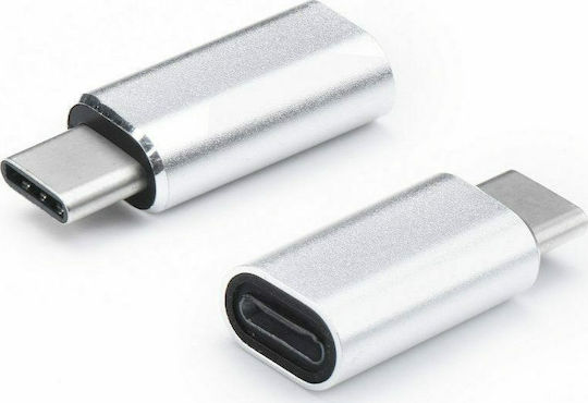 Μετατροπέας USB-C male σε Lightning female Silver Ασημί 1τμχ