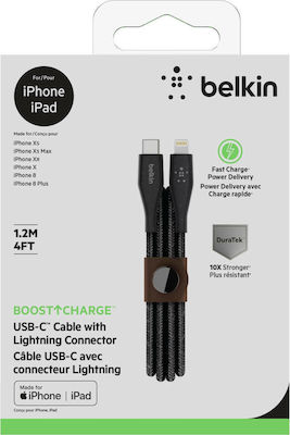 Belkin Boost Charge Geflochten USB-C zu Lightning Kabel 18W Schwarz 1.2m (F8J243BT04-BLK)