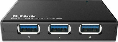 D-Link USB 3.0 4 Port Hub with USB-A Connection and External Power Supply