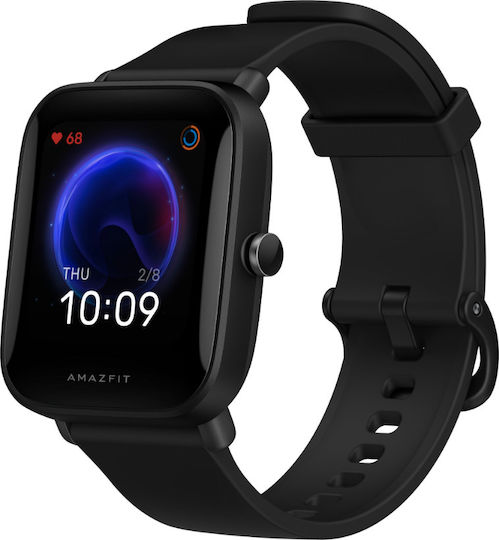 Amazfit Bip U 41mm Αδιάβροχο Smartwatch με Παλμογράφο (Μαύρο)
