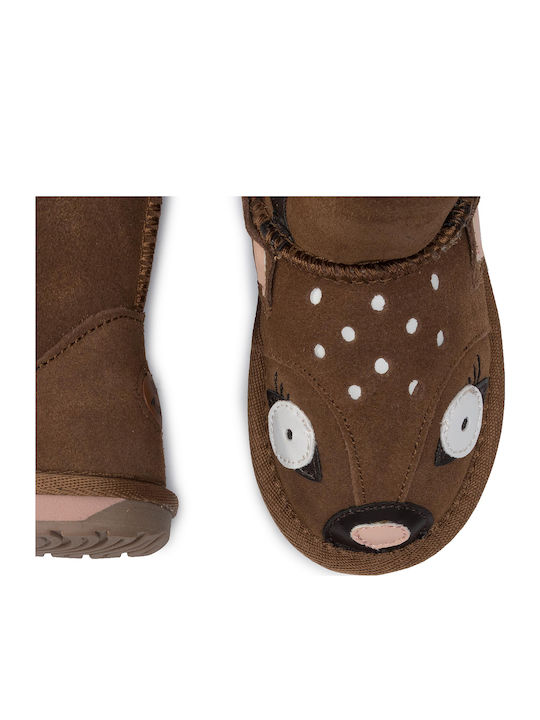 Deer Chestnut Suede Kinder-Schneestiefel Braun