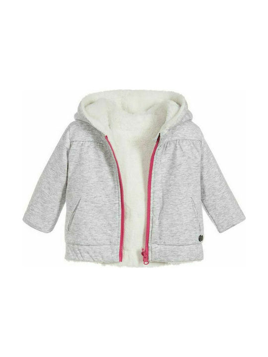 Girl's jacket light grey with internal reinforcement and hood 3Pommes