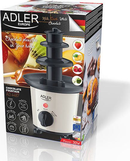 Adler White Chocolate Fountain with 3 Flats AD-4487 30W 15x15x24cm