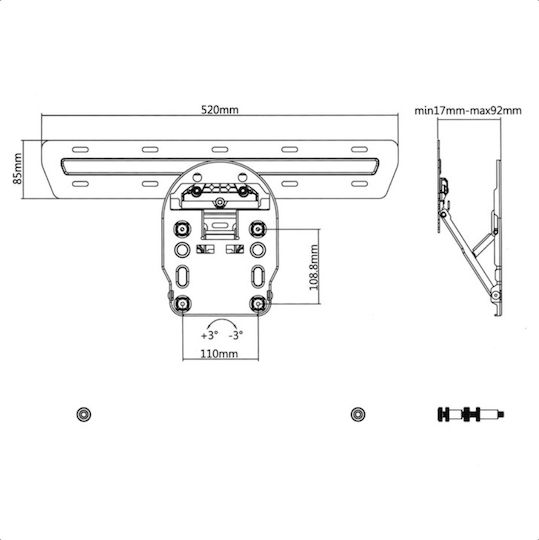Superior Electronics QLed Tilt Extra Slim 188-0054 Suport TV de perete până la 65" și 50kg
