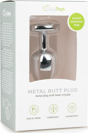 Easytoys Metal Butt Plug No 2 Анална тапа Silver/Clear 7.5см