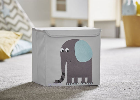 Potwells Детска кутия за съхранение, сгъваема от плат Elephant Сив 33x32см 1бр