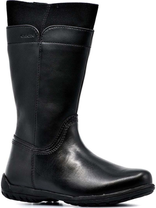 Anatomical Leather Kids Boots with Zipper Black