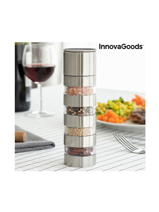 InnovaGoods Χειροκίνητος Μύλος Μπαχαρικών Inox σε Ασημί Χρώμα 21cm