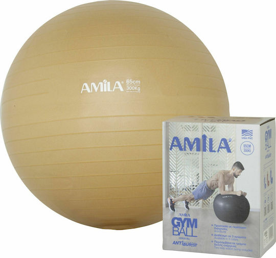 AMILA Μπάλα Pilates 65cm , 1.35kg σε Χρυσό Χρώμα