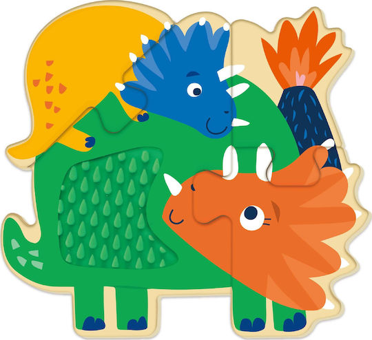 Ξύλινο Παιδικό Puzzle Dinosaur για 3+ Ετών 4pcs Avenir