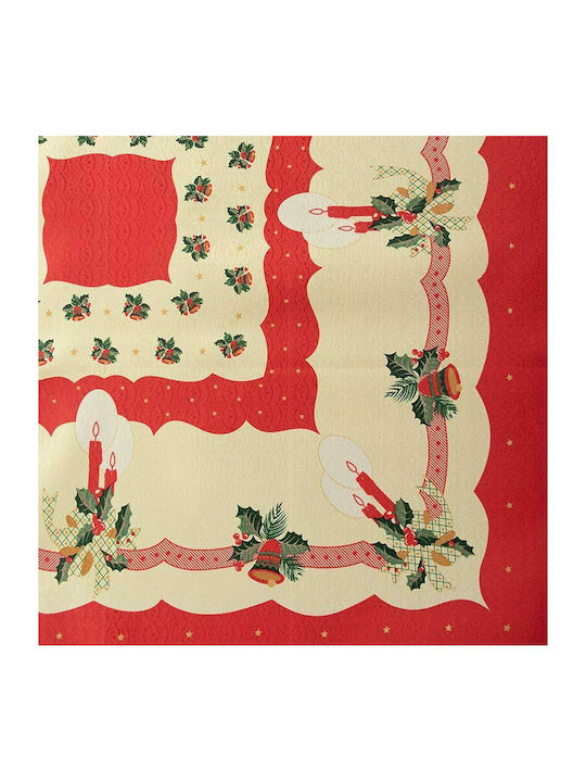 Silk Fashion Christmas Stain-resistant Tablecloth Square Fabric Red L90xW90cm.