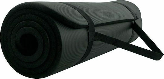 Welfit Yoga/Pilates Mat Black with Carry Strap (183x60x1cm)