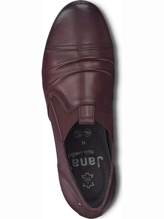 Leder Damen Chelsea Stiefeletten Burgundisch