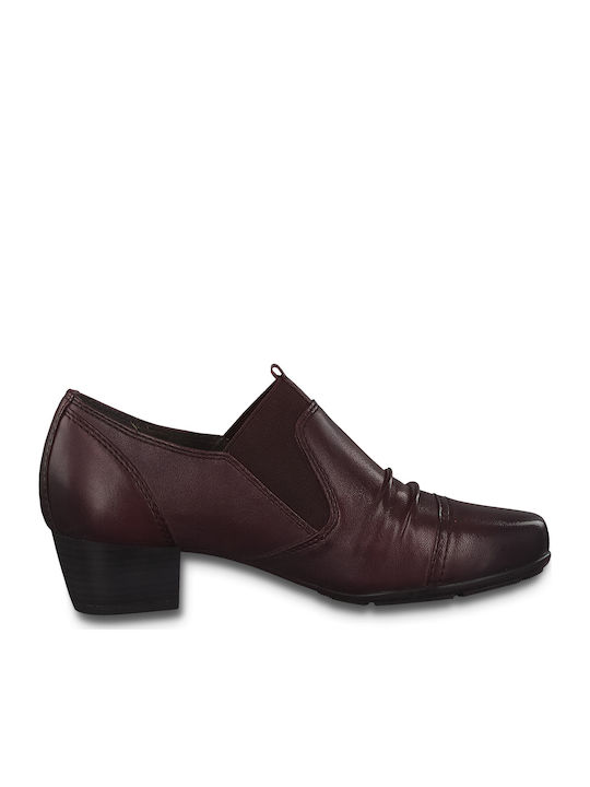 Leder Damen Chelsea Stiefeletten Burgundisch