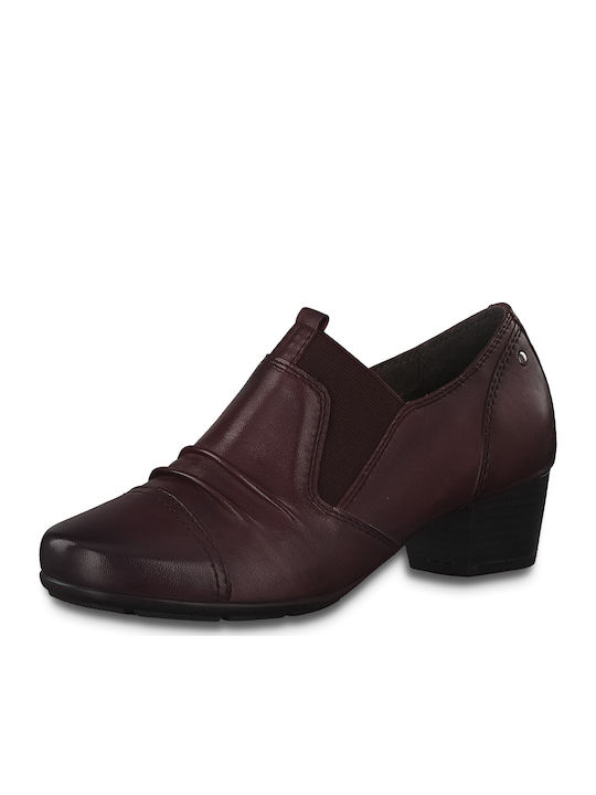 Jana Leather Women's Ankle Boots Burgundy