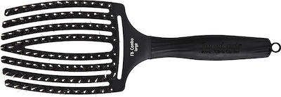 Olivia Garden Fingerbrush Combo Large Brush Hair for Hair Styling Black