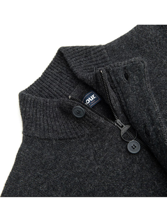 Men's Knitted Cardigan with Buttons Gray