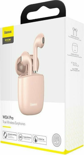 Baseus W04 Pro Слушалка за ухо Bluetooth хендсфри Слушалки с Устойчивост на Пот и Кутийка за Зареждане Розов