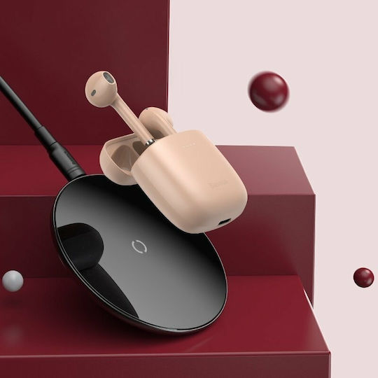 Baseus W04 Pro Слушалка за ухо Bluetooth хендсфри Слушалки с Устойчивост на Пот и Кутийка за Зареждане Розов