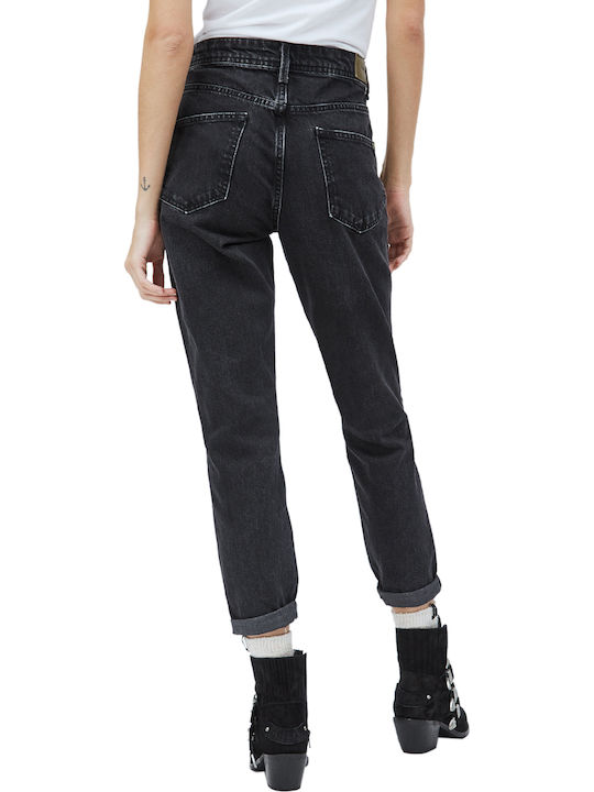 Pepe Jeans Violet High Waist Women's Jean Trousers in Mom Fit Black