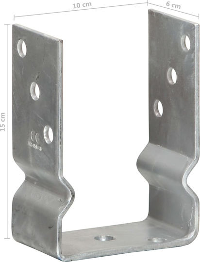 vidaXL Garden Fence Post Support Galvanized 15cm 6 Pieces Silver
