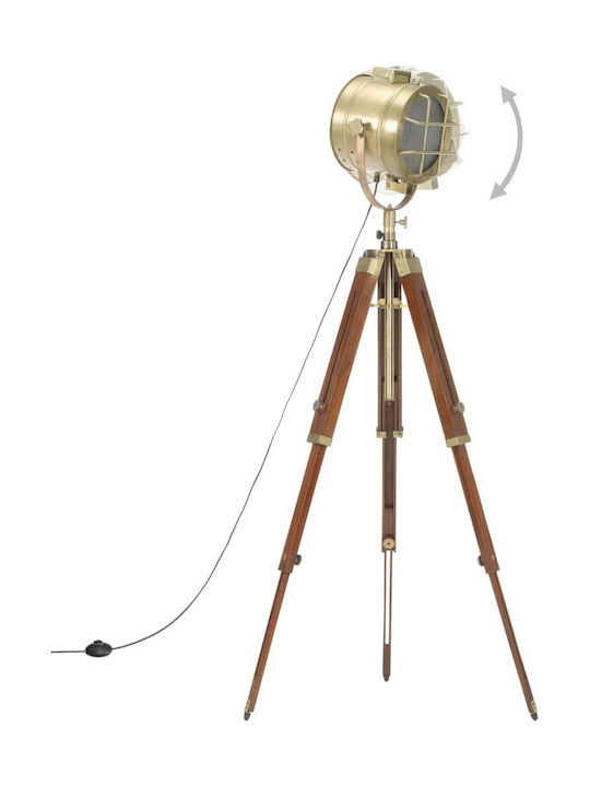 vidaXL Vintage Φωτιστικό Δαπέδου Υ165xΜ22εκ. με Ντουί για Λαμπτήρα E27 Καφέ