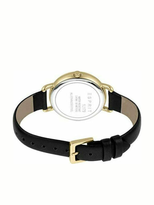 Esprit Ellen Γυναικείο Ρολόι 36mm Μπαταρίας με Μαύρο Δερμάτινο Λουράκι
