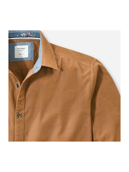 Olymp Level 5 Men's Shirt Long Sleeve Cotton Brown