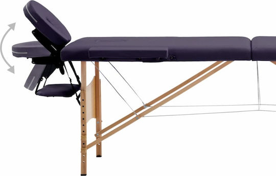 vidaXL Wooden Portable/Folding Purple Massage and Physiotherapy Bed 191x70cm 2 Positions