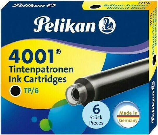 Pelikan Ersatz-Tinte für Füllfederhalter in Schwarz Farbe 6τμχ 6Stück