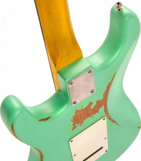 Vintage V6 Icon Ηλεκτρική Κιθάρα ST Style με SSS Διάταξη Μαγνητών Distressed Ventura Green