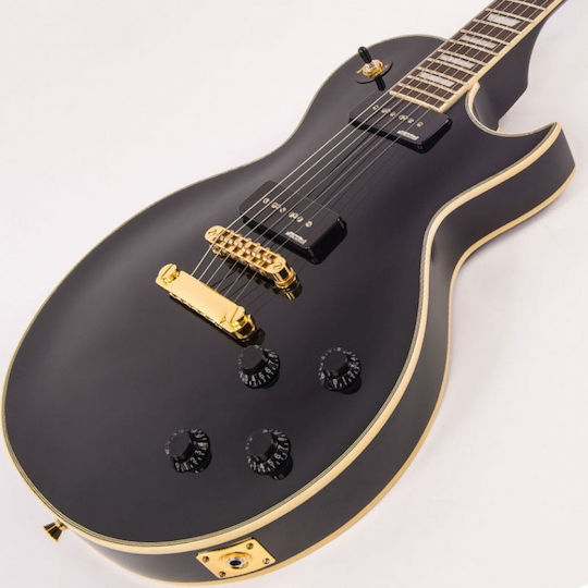 Vintage V100P ReIssued Electric Guitar Single Cut with 2xP90 Pickups Arrangement Black