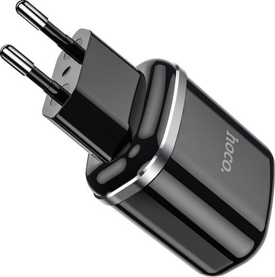 Hoco с 2 USB-A порта и кабел micro USB Черен (N4 Aspiring)