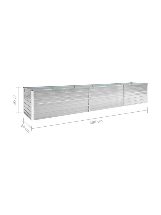 vidaXL Ζαρντινιέρα Μεταλλική Γκρι 480x80x77εκ.
