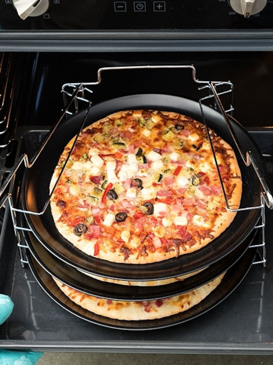 InnovaGoods Excellent Houseware Tavă Pentru Pizza Din Aluminiu Cu Acoperire Antiaderentă 32cm 4 Bucăți