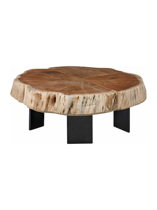 Oval Coffee Table Siva from Solid Wood Beige L70xW65xH33cm.