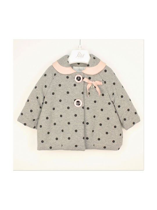 Girl's coat grey - pink polka dot Petit