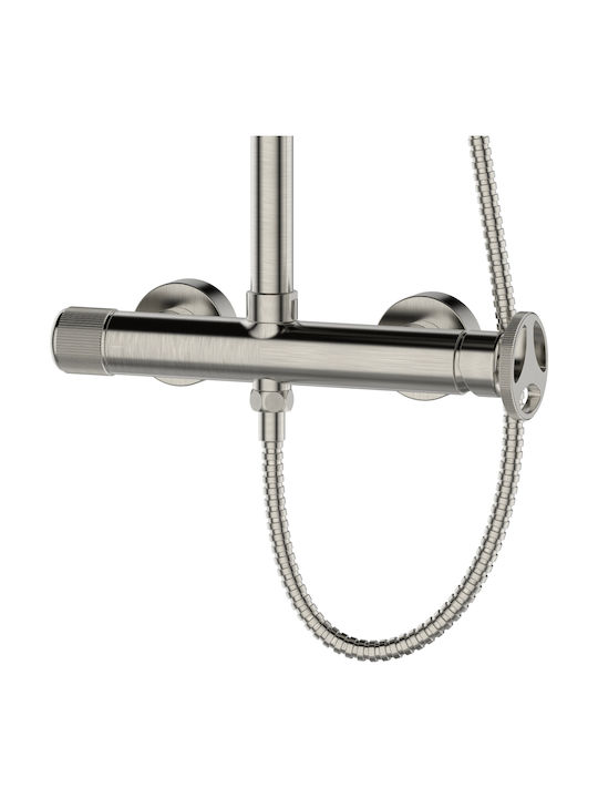 Ravenna Ruben Ρυθμιζόμενη Στήλη Ντουζ 87.5-132cm Brushed Nickel