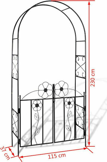 Αψίδα Κήπου από Μέταλλο σε Μαύρο Χρώμα 115x37x230cm