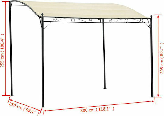 Pergolă De Grădină Din Metal Cu Tavan Alb 300x240x255cm