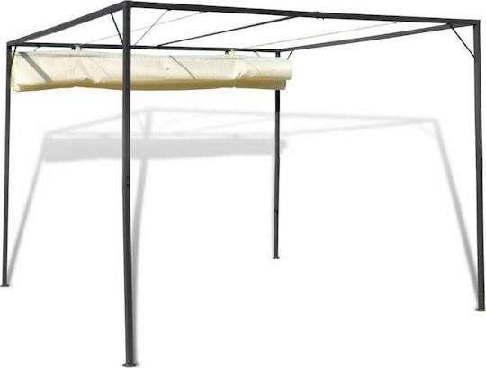 Garden Pergola with Ceiling Made of Metallic in White Color 300x300x225cm