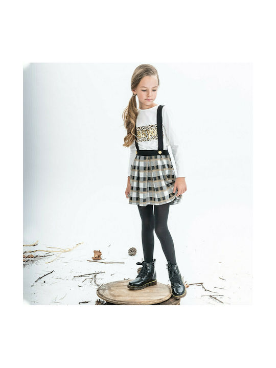 Alouette Kids Skirt Multicolor Φούστα Καρό Με Τιράντες