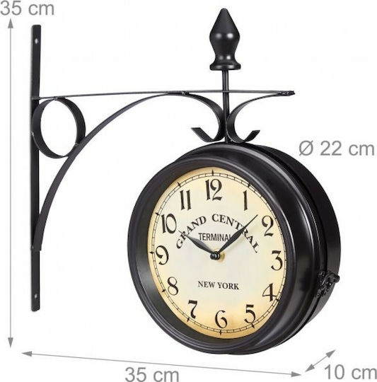 Relaxdays Vintage cu două fețe Ceas de Perete Metalic Negru 22x22cm